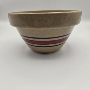 Vintage RRP Yellow Ware Mixing Bowl 8" Striped Stoneware Roseville Ohio USA
